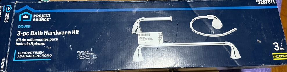 Project Source Chrome Bathroom Set: 24" Towel Bar, Towel Ring & Toilet Paper Holder