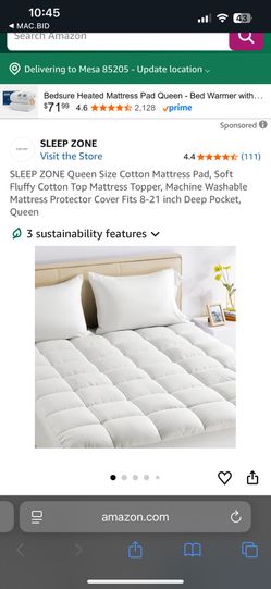 Sleep Zone Queen Size Soft Cotton Mattress Pad