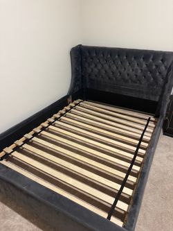 Velvet Grey Full Bed Frame