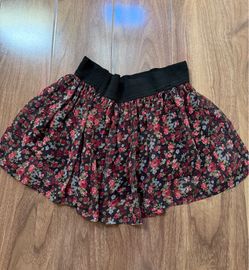 Black Skater Skirt with Red Rose Print