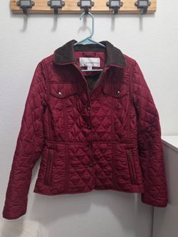 Weatherproof 1948 Women's Burgundy Quilted Snap-Front Faux Fur Lined Jacket S