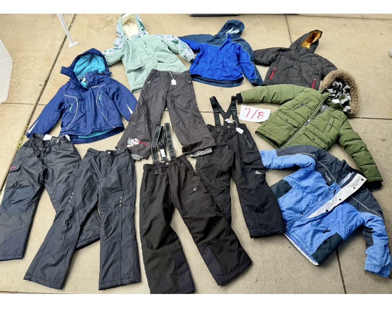 Boys & Girls Winter Clothes Size 7-8. Ski/ Snow Jackets Pants And Bibs. Great Brands!!