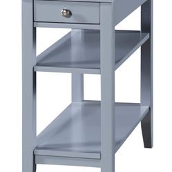 Convenience Concepts American Heritage Chairside End Table with Drawer 23.5" - Classic Living Room Table with Storage Shelf, Bedroom Nightstand, Gray
