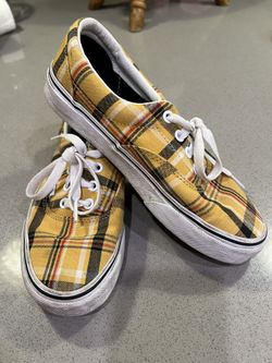 Yellow Plaid Vans Size 6 Women / 4.5 Men