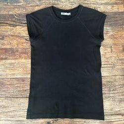 ZARA Black Cap Sleeve Stretch Knit Top Women’s Size S Minimalist Basic