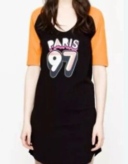 Zadig & Voltaire Rachelle Paris 97 Mini Dress Small Black 80s Retro T Shirt