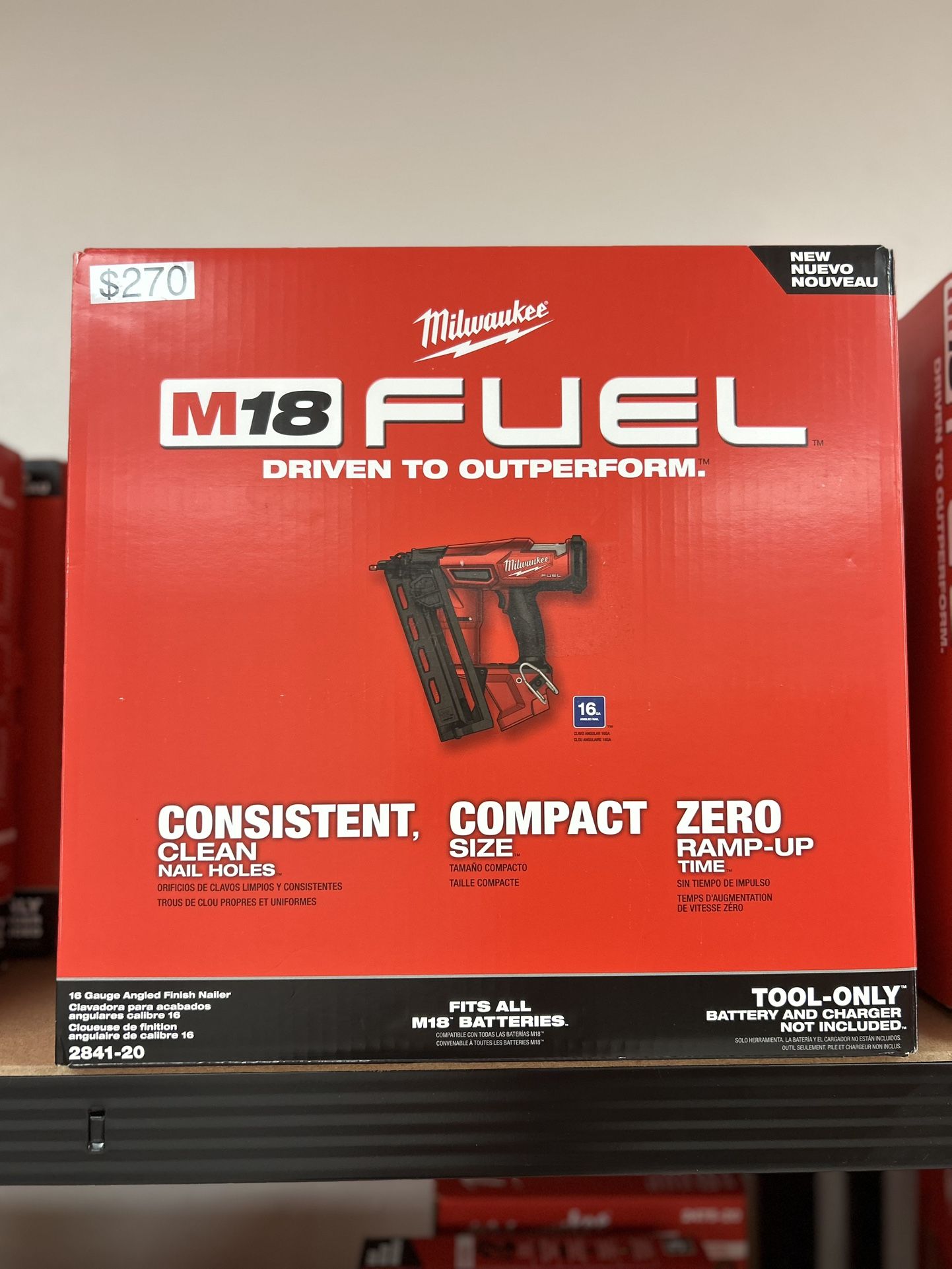 Milwaukee M18 FUEL 18-Volt Lithium-Ion Brushless Cordless Gen II 16-Gauge Angled Finish Nailer (Tool-Only)