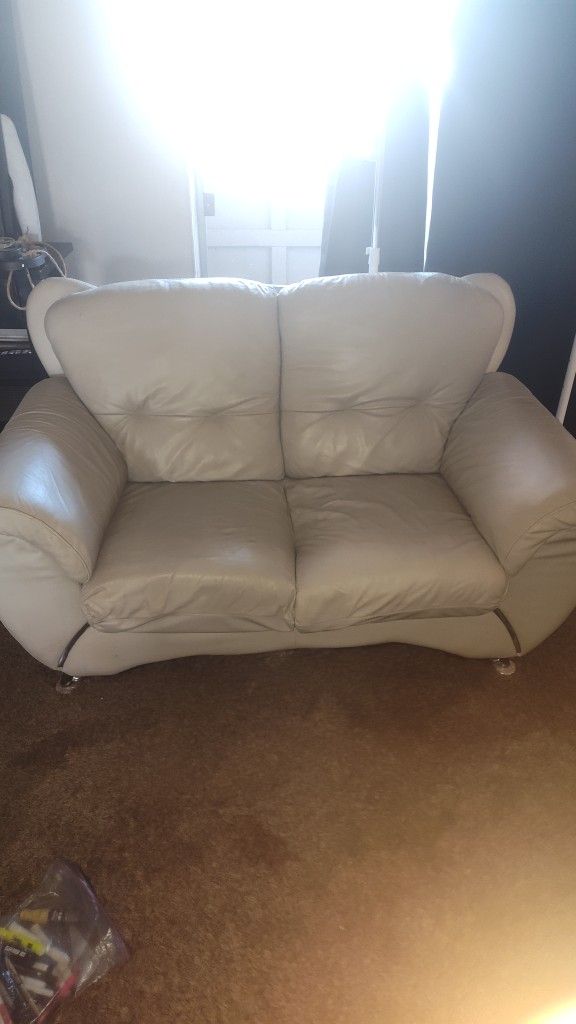 Off White Leather Sofa And Loveseat 