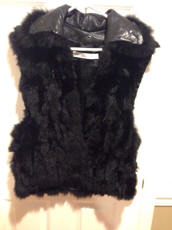 Andrew Marc leather and fur vest