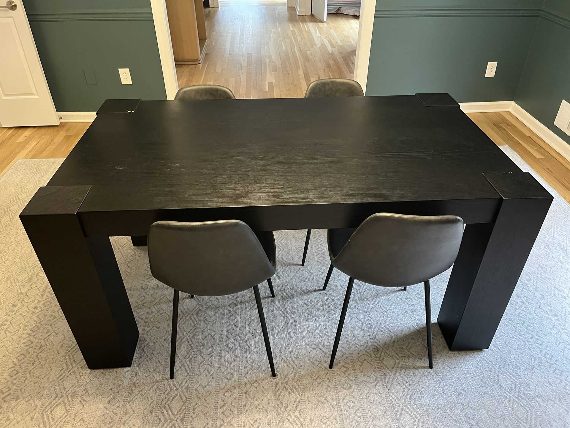 Crate & Barrel Dining Or Kitchen Table Black Wood