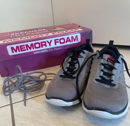 Skechers Flex Appeal Sweet Spot Women Size 9.5 Light Gray Black Sneakers with box