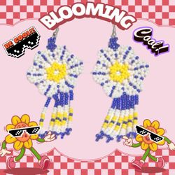 Delightful Blooming Daisy Glass Bead Dangle Earring’s Hand-Beaded by GrandmaMia