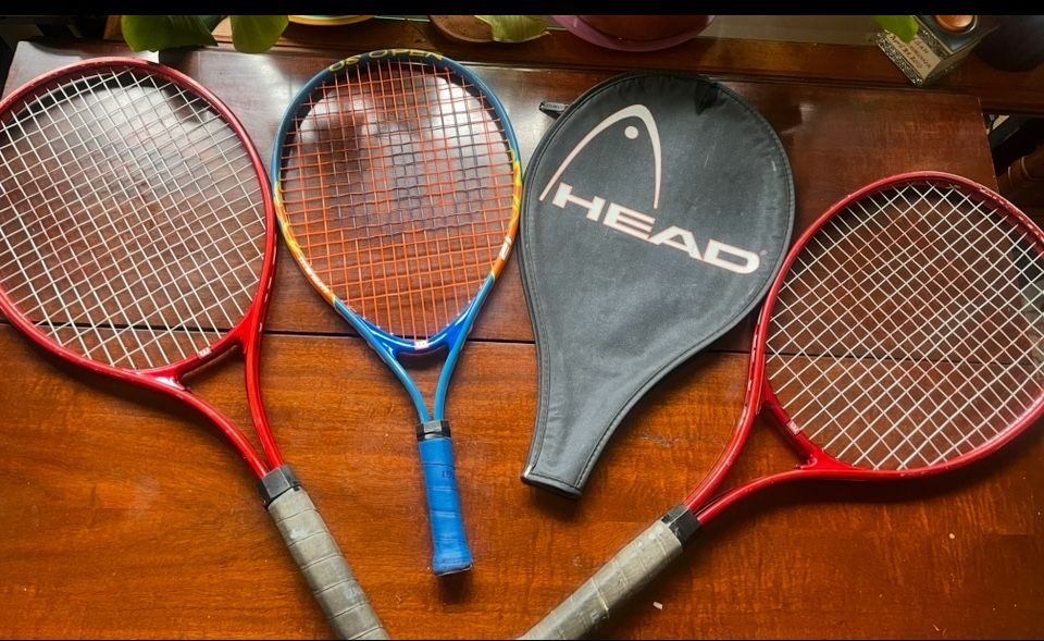 Set of 2 Wilson Tennis Rackets & 1 Racquetball Racket w/Head Cover