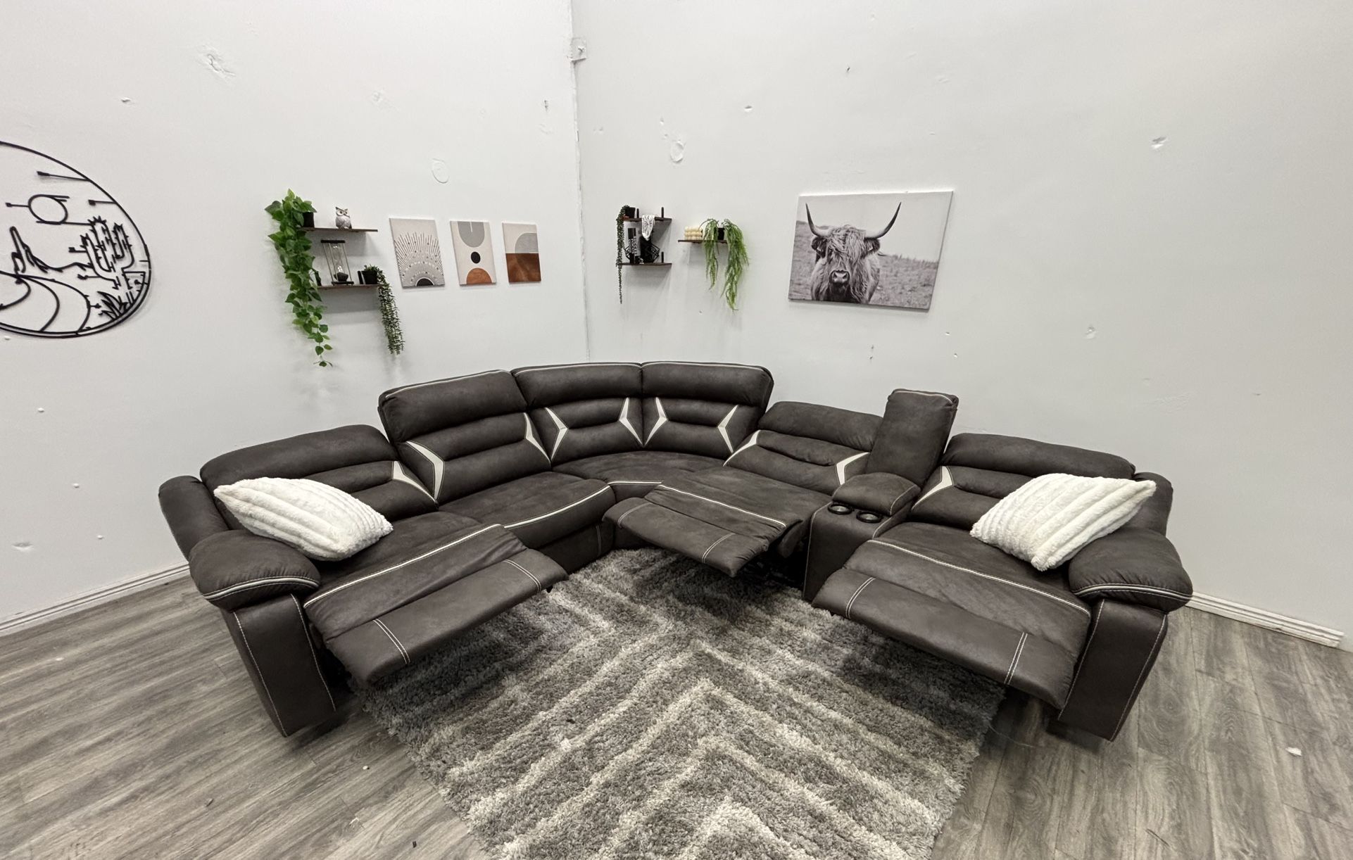 Brown Recliner Sectional Couch - Free Delivery