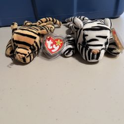 NWT TY Beanie Babies Stripes & Blizzard
