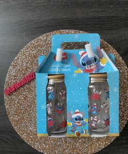 Disney Christmas Stitch And Angel Glass Tumblers