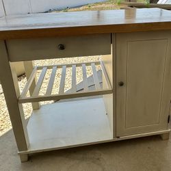 Cute White And Butcher Block Wine Rack Kitchen Island
