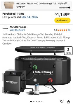 AS Cold Plunge XXL Tub with 1HP chiller (never even opened)