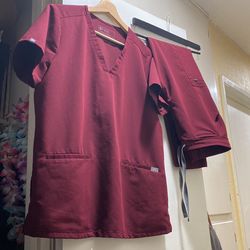 FiGS Burgundy Color Top Is medium And Pants Are Small