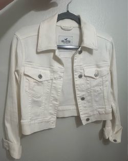 Hollister White Denim Jean Jacket