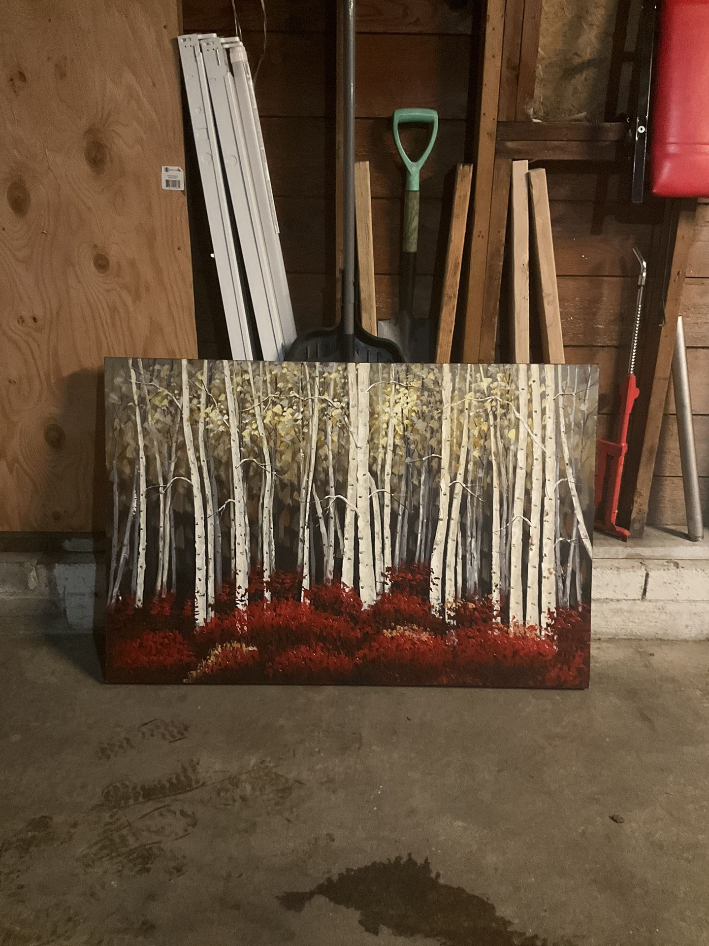 Painting Of Birch Tree Forest