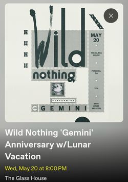 Wild Nothing tonight @ glasshouse Pomona