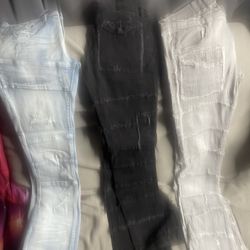 3 stacked Jeans. 