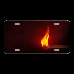 License Plate Novelty Car Front Flame Fire Match Beautiful Hot Burn