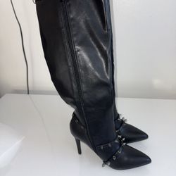 High Heel Boots Black With Spikes 