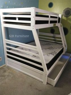 Twin full white bunkbed with ortho mattress included