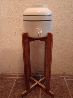 Wood Floor Stand Ceramic Pot Holder 3-5 Gallon
