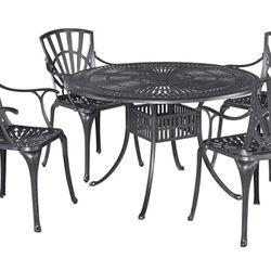 Homestyles 5 Piece Outdoor Dining Set, 48" Table, Charcoal New