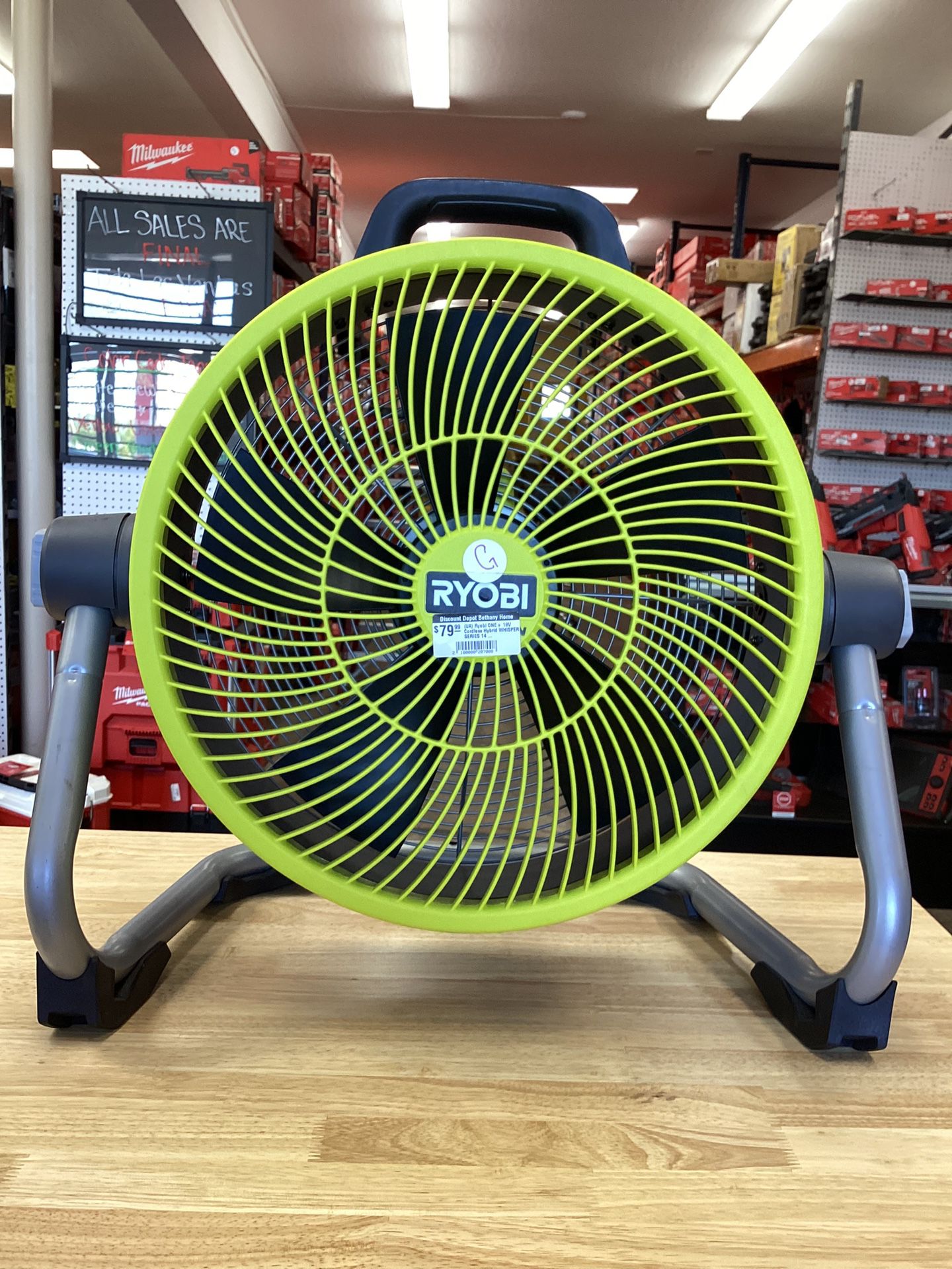 RYOBI ONE+ 18V Cordless Hybrid WHISPER SERIES 14 in. Air Cannon Fan (Tool Only)
