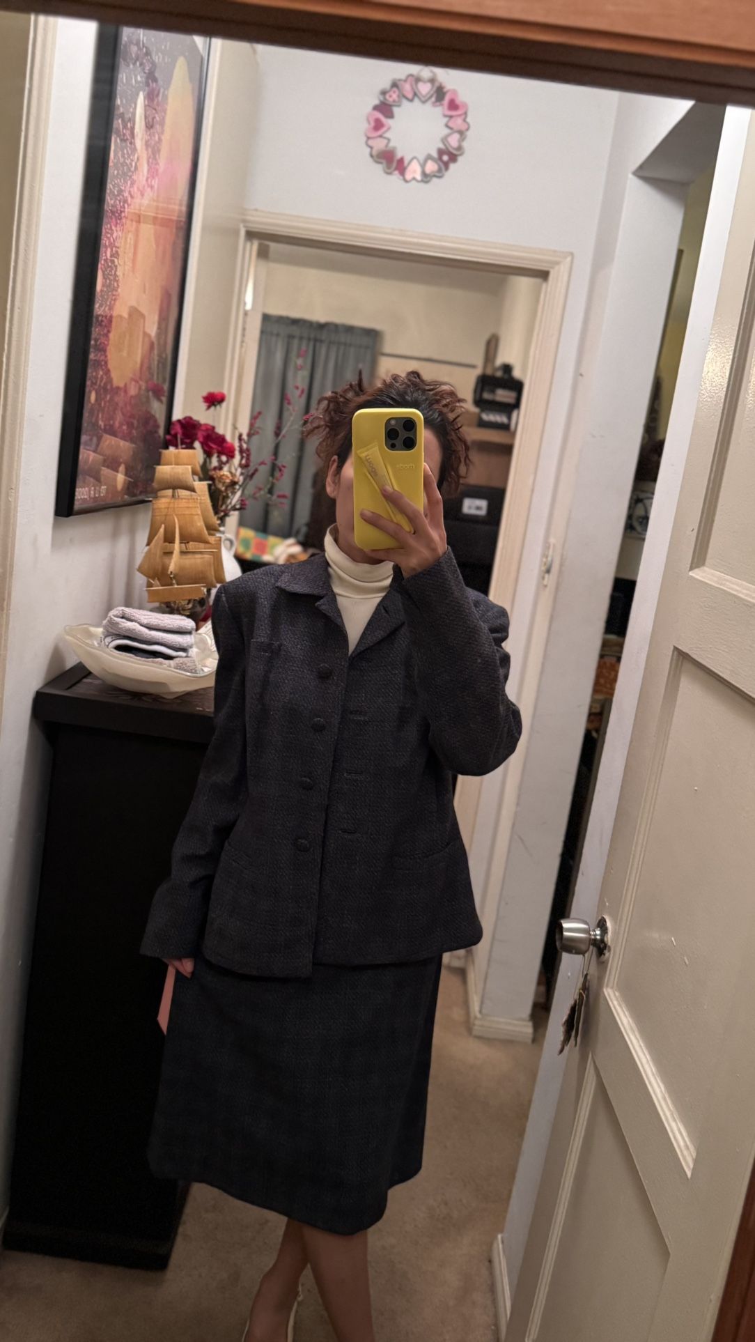 Women's Plaid Suit Set with Blazer and Skirt 1950s