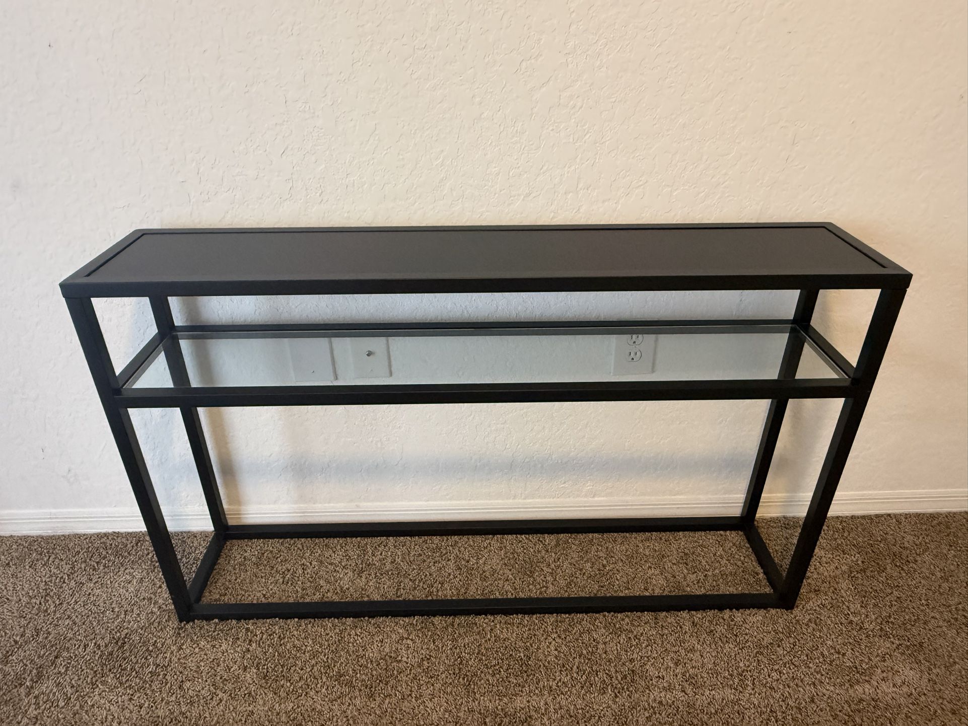 Modern Black Metal Console Table – Two Shelves
