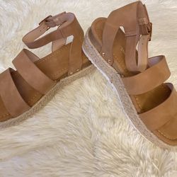 Camel Aubree Wedge Sandals