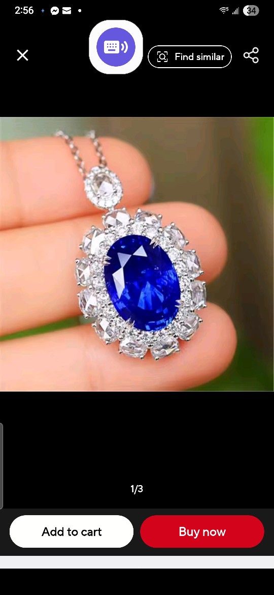 14k Gold NATURAL Blue Bizuteria Real Sapphire Oval Pendant Necklace