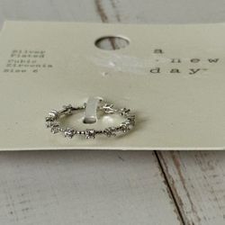 Silver CZ Ring, Size 6