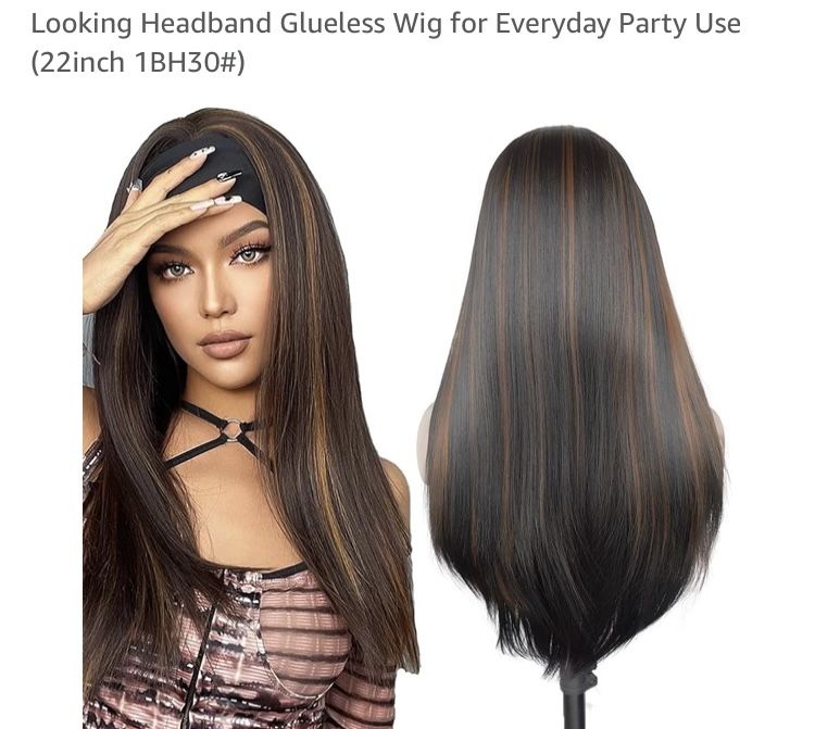 Headband Glueless Wig for Everyday Party Use (22inch 1BH30#)