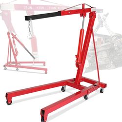 2 Ton Engine Hoist, Folding Hydraulic Engine Crane Red