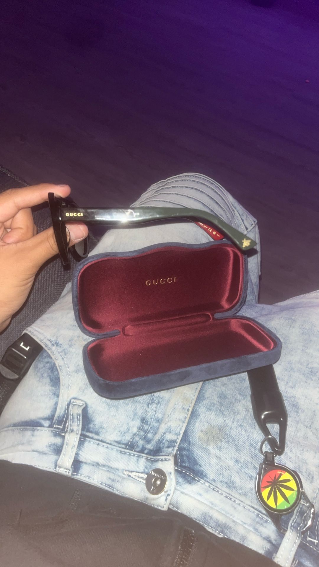 GUCCI Black Green Red Color Block Acetate Sunglasses