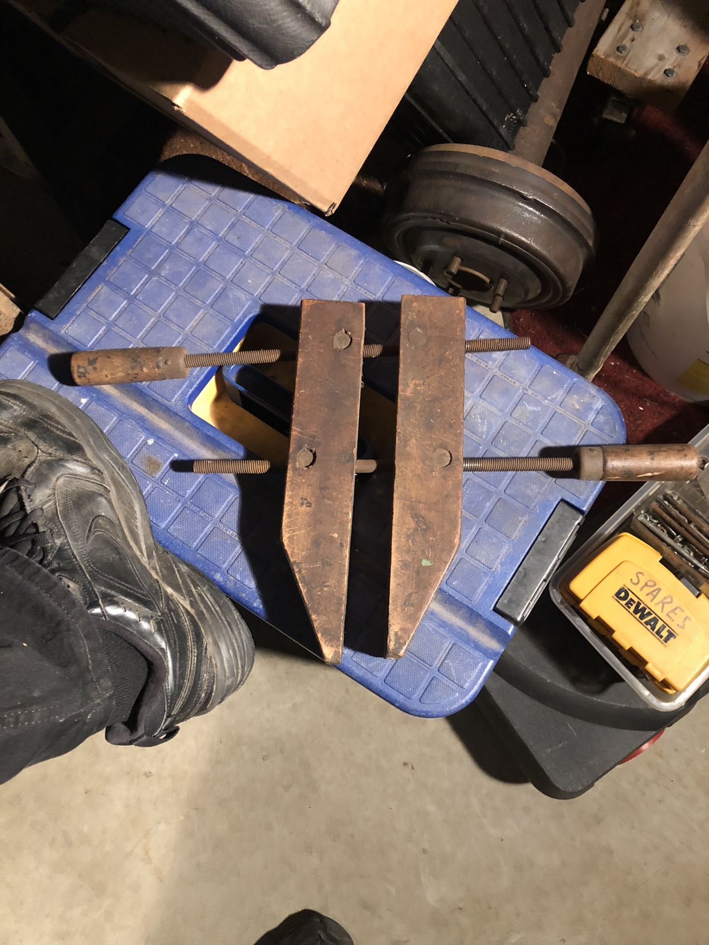 Antique vintage wood screw clamp carpenter worker