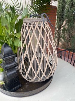 Large woven lantern candle holder