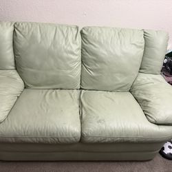 Natuzzi Mint green Leather Couch