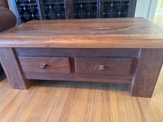 Solid Wood Coffee Table with 4 Drawers