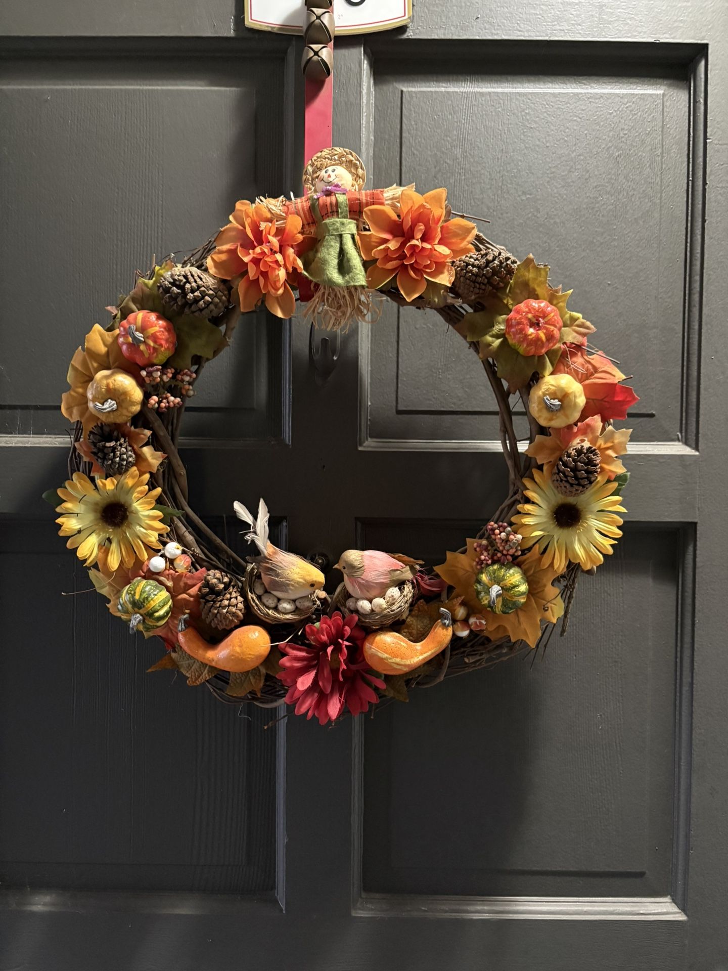 Homemade Autumn Wreath And Door Hook