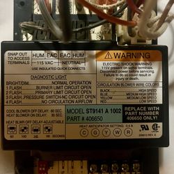 Honeywell Furnace Heater Control Board Model ST9141 A 1002. Part #406650