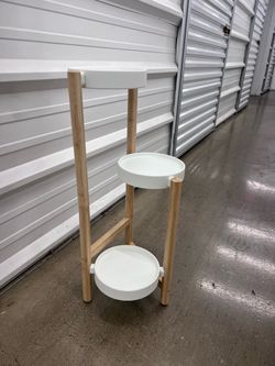 3-Tier Bamboo Plant Stand with White Trays