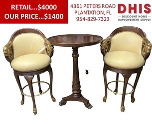 Lions Head Bar Stools and Pub Table Set For Game Room