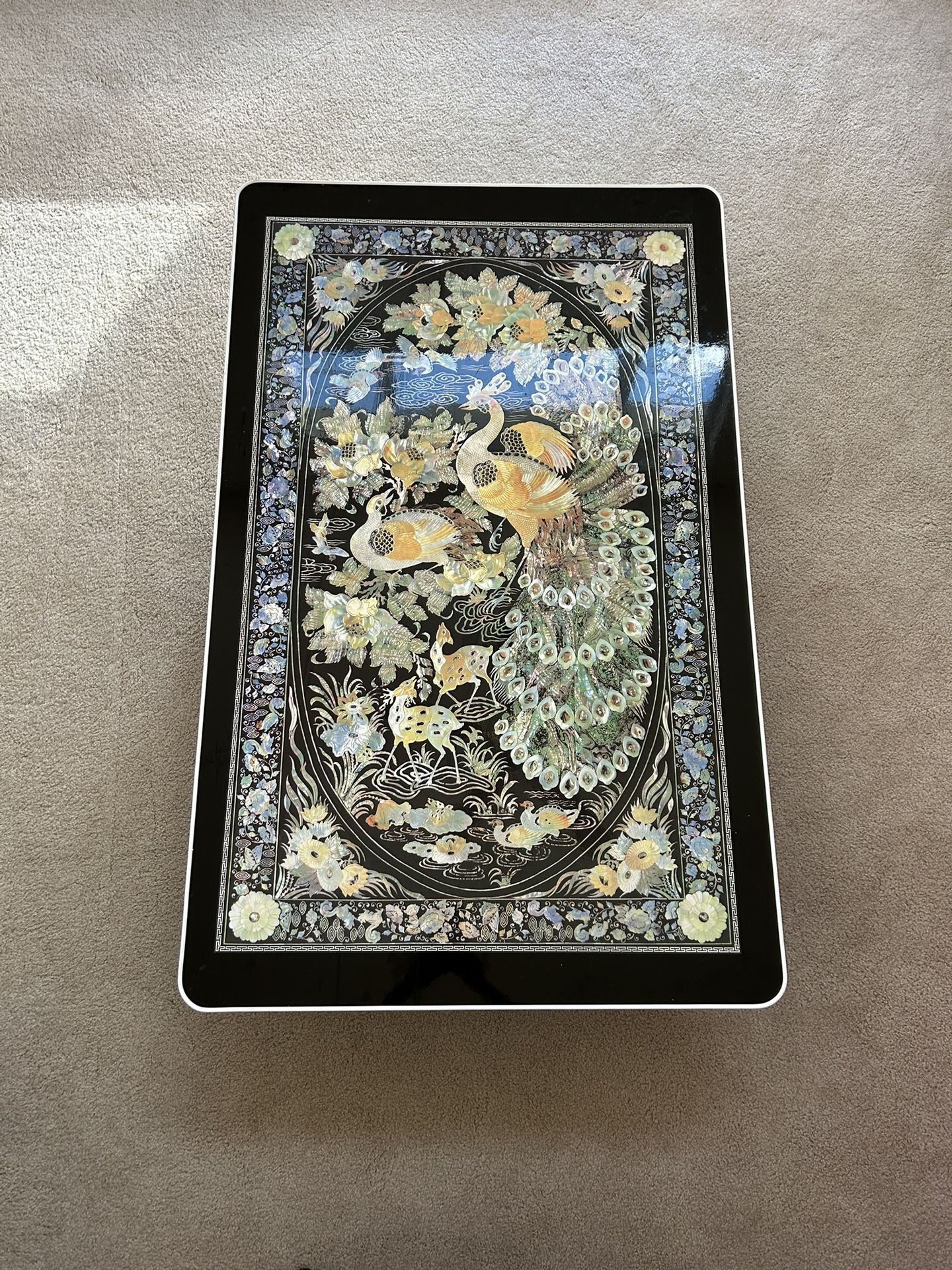 Korean Phoenix Design Faux Mother of Pearl Folding Floor Table